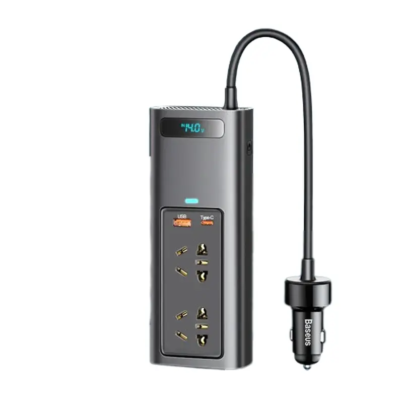 Onduleur de voiture Baseus 12V DC à AC 220V, convertisseur automatique USB Type C,