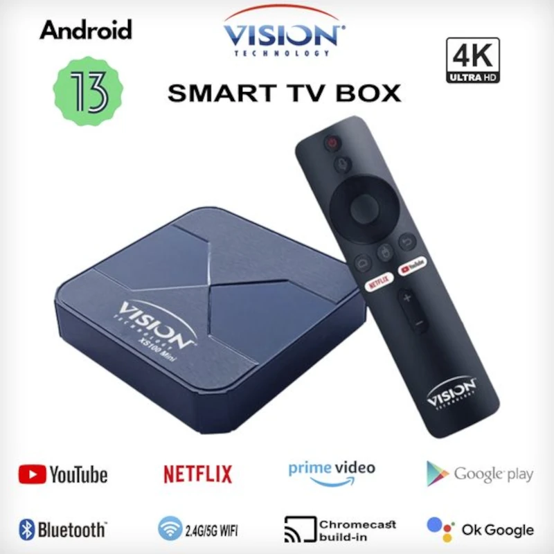 Tv Box Vision XS100 mini Android 13 + 12 mois smart x2