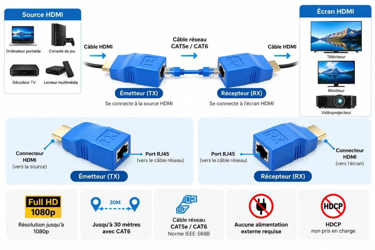 Extendeur HDMI 1080P 30M
